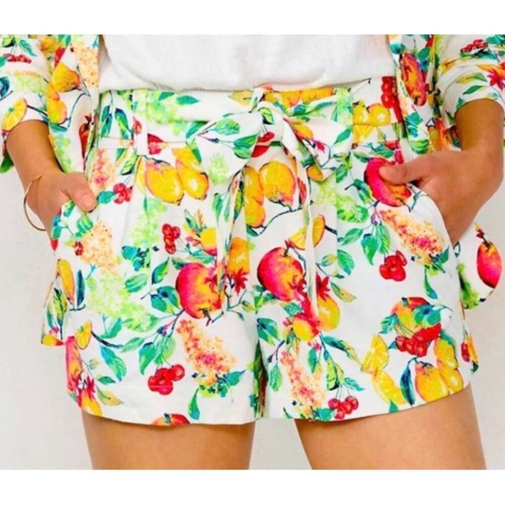 LC LAUREN CONRAD White Fruit Floral Vacation Shorts